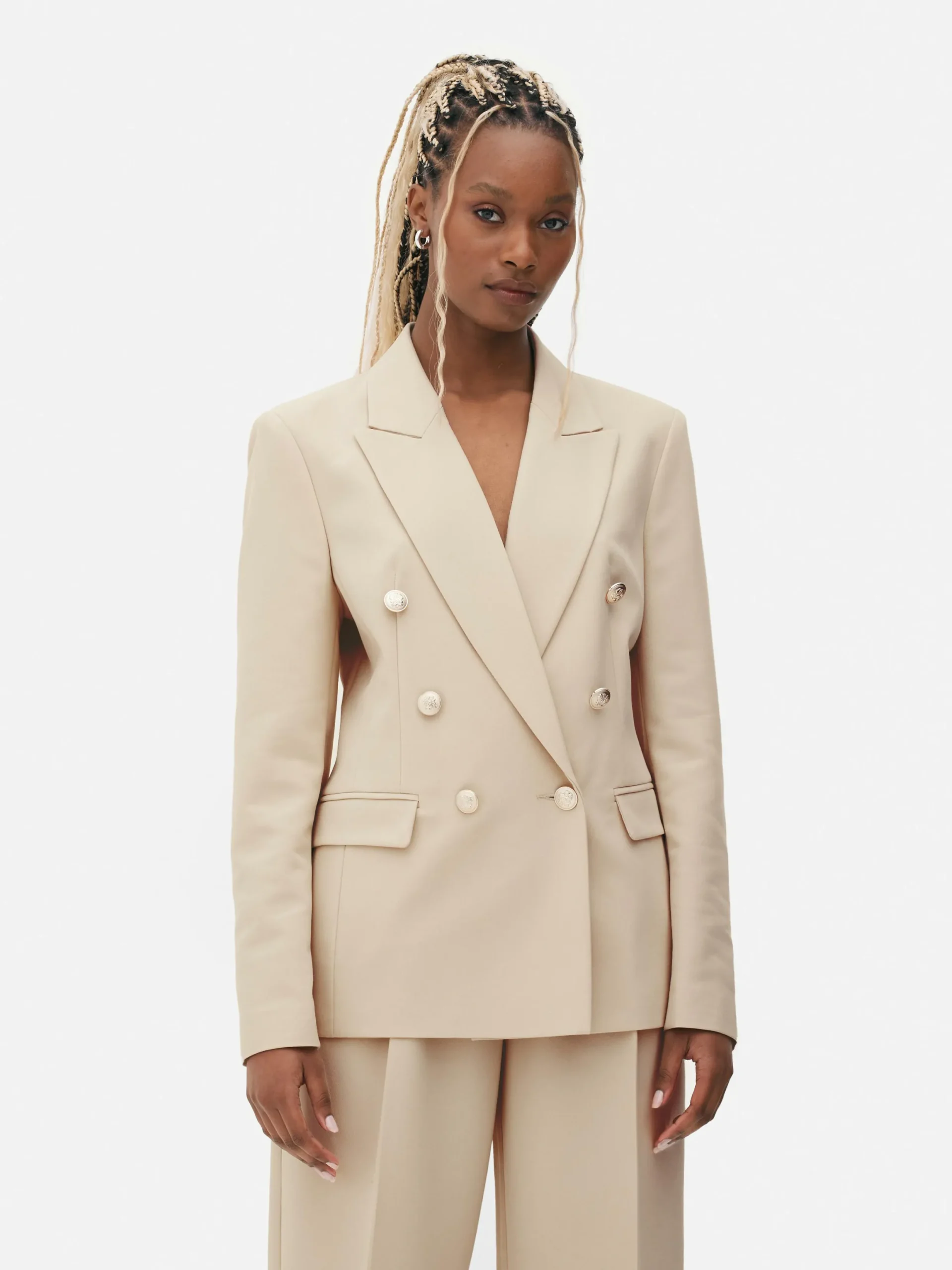 Mujer Primark Blazers|Americana De Doble Botonadura Con Botones Metálicos