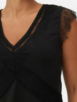 Mujer Primark Moda Gótica|Tops Y Camisetas|Blusa Con Encaje Beetlejuice X Colleen Atwood