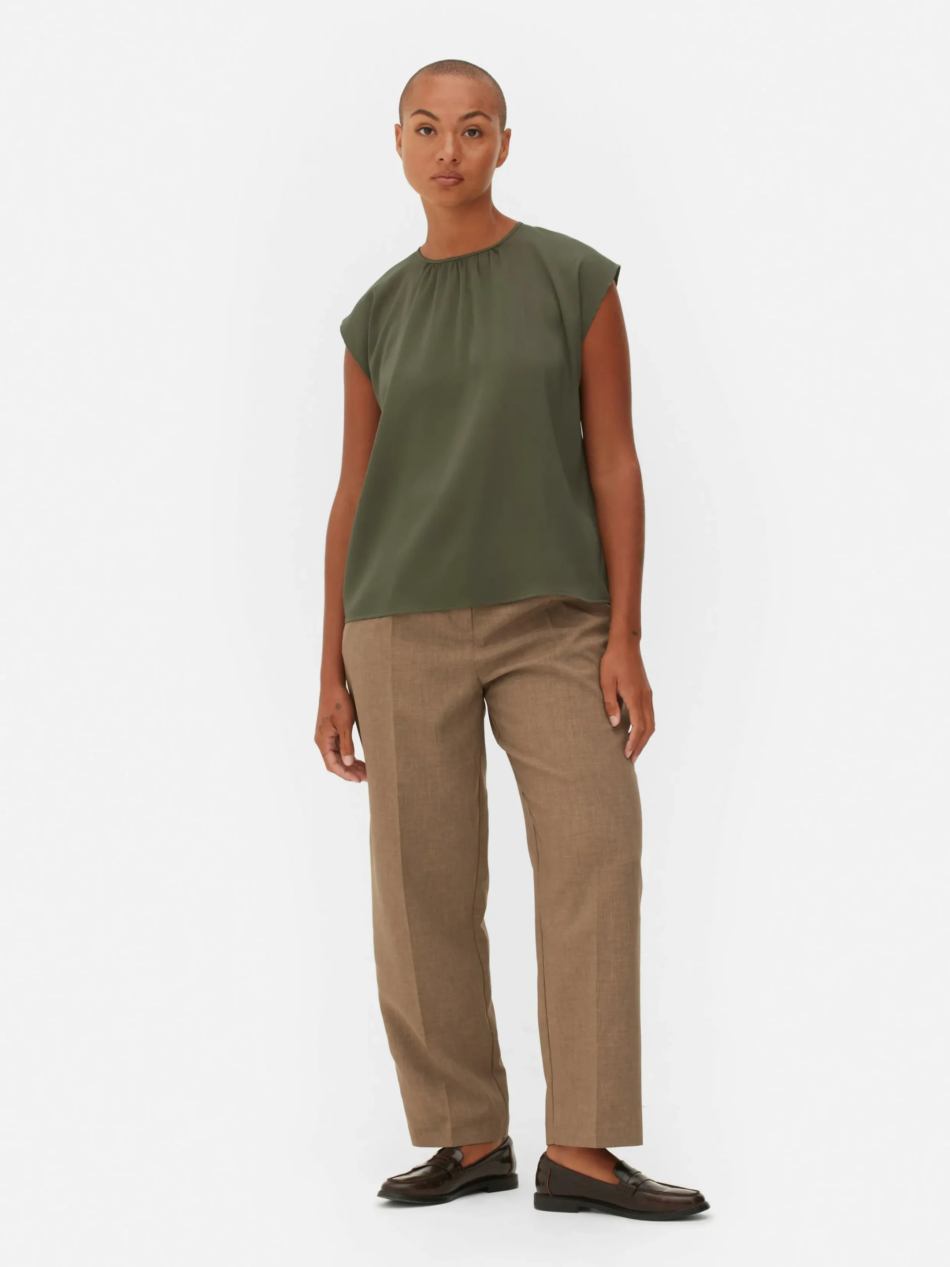 Mujer Primark Camisas Y Blusas|Blusa De Mangas Casquillo Con Cuello Fruncido