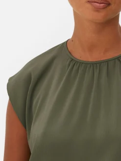 Mujer Primark Camisas Y Blusas|Blusa De Mangas Casquillo Con Cuello Fruncido