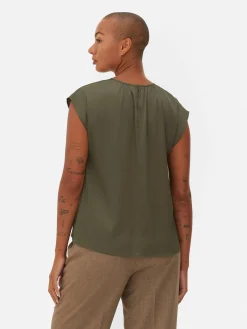 Mujer Primark Camisas Y Blusas|Blusa De Mangas Casquillo Con Cuello Fruncido