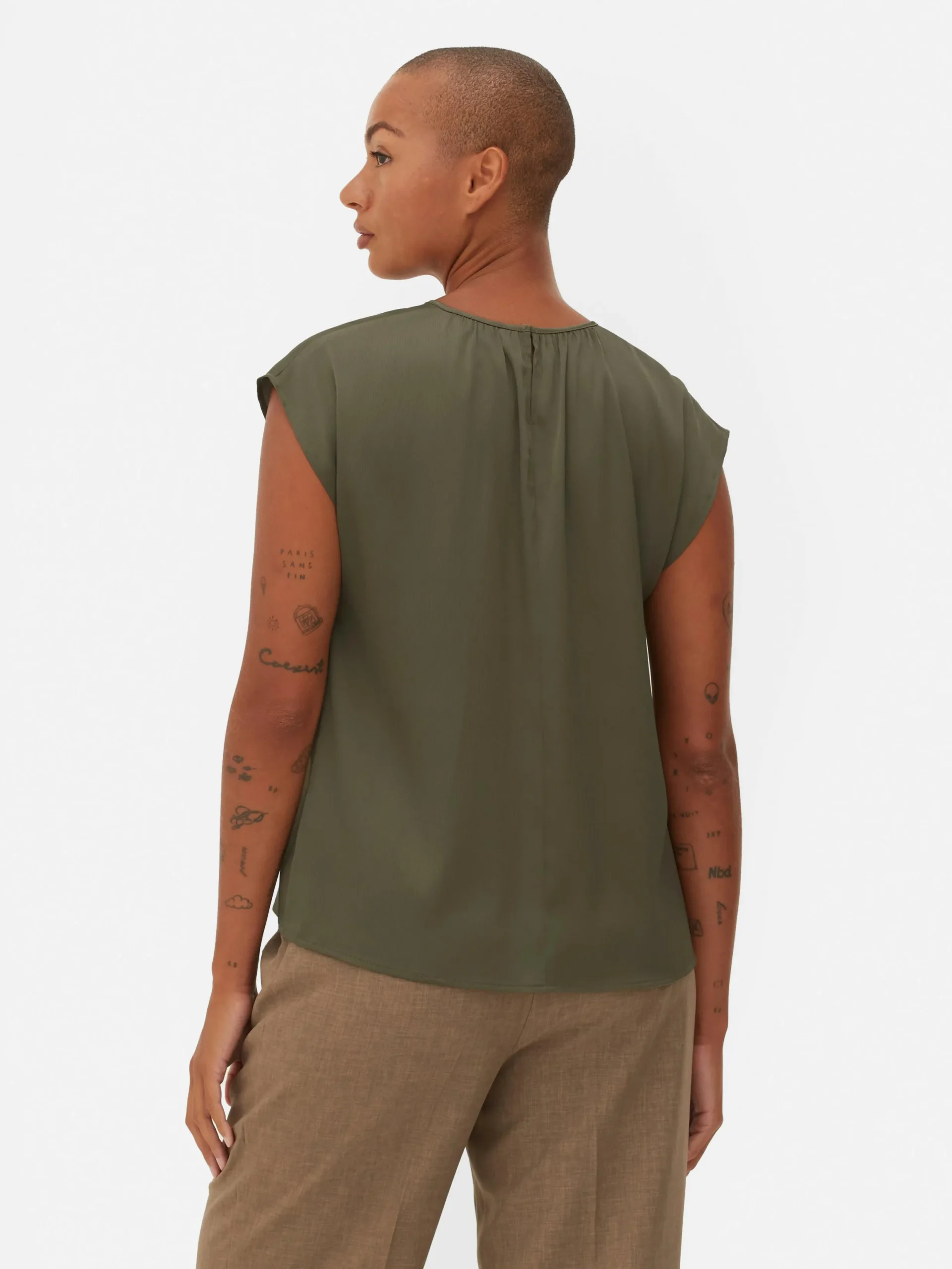 Mujer Primark Camisas Y Blusas|Blusa De Mangas Casquillo Con Cuello Fruncido