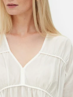 Mujer Primark Camisas Y Blusas|Blusa Drapeada De Gasa Con Vuelo