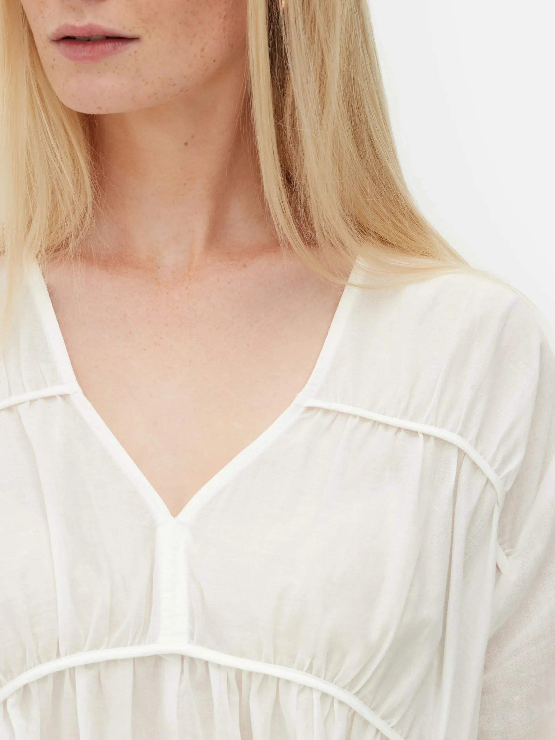 Mujer Primark Camisas Y Blusas|Blusa Drapeada De Gasa Con Vuelo