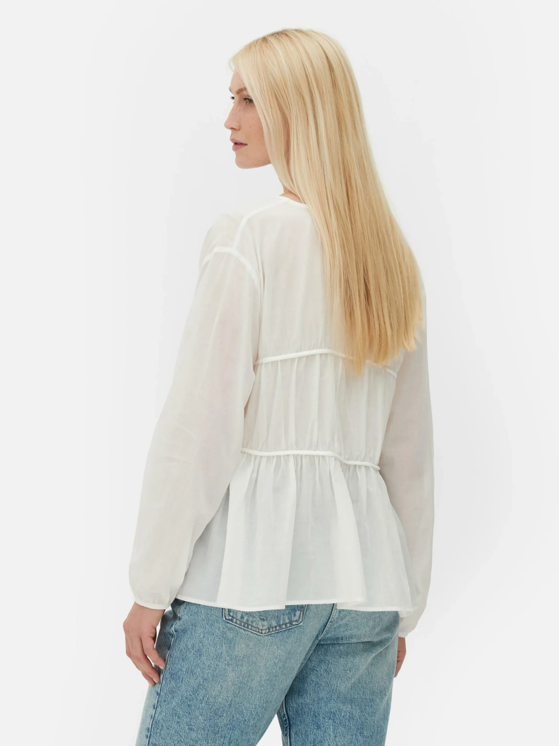 Mujer Primark Camisas Y Blusas|Blusa Drapeada De Gasa Con Vuelo