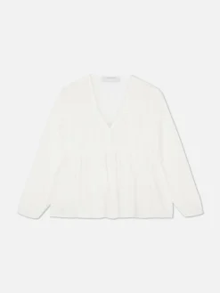 Mujer Primark Camisas Y Blusas|Blusa Drapeada De Gasa Con Vuelo