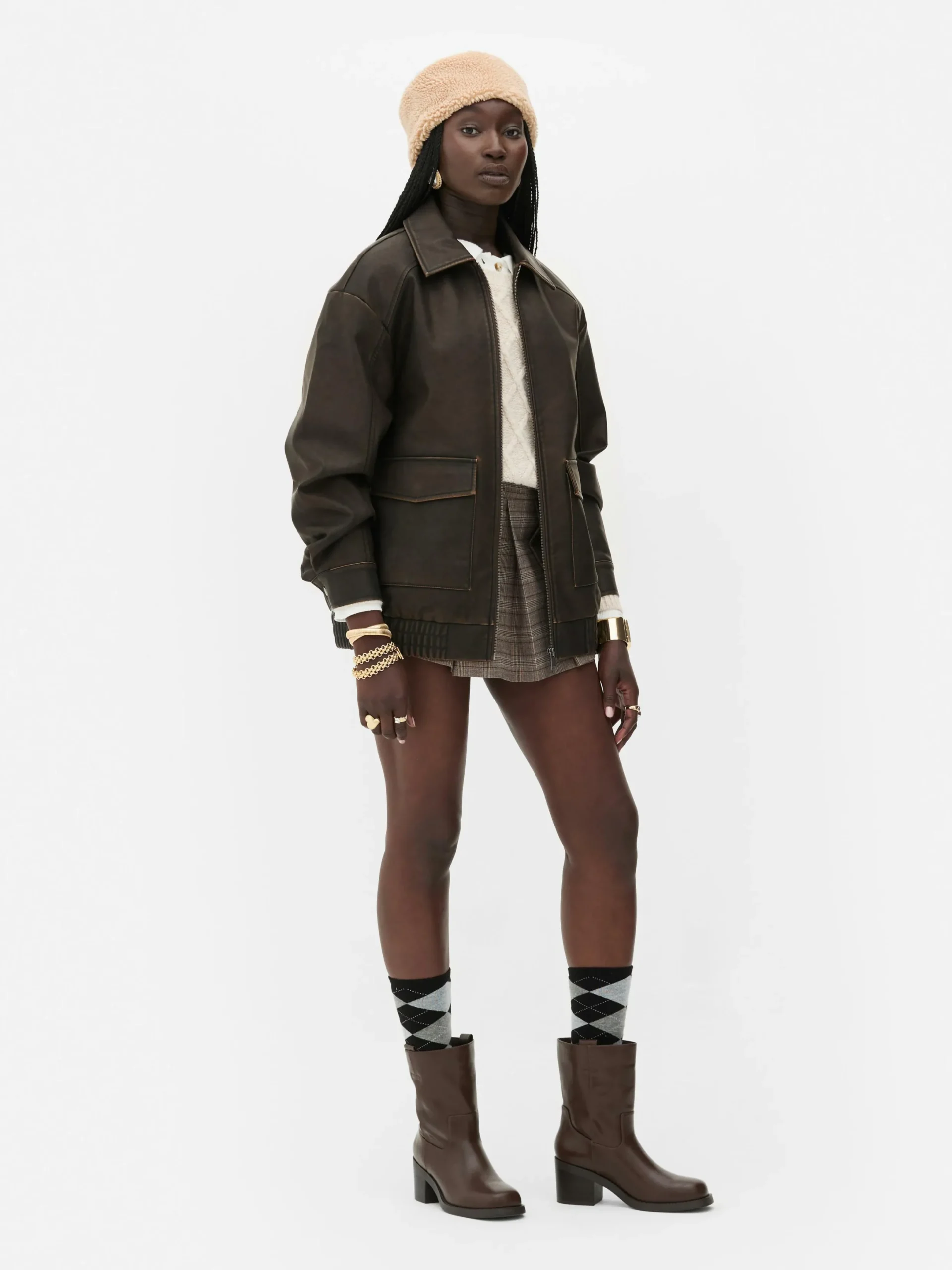 Mujer Primark Abrigos Y Chaquetas|Bómber De Piel Sintética Desgastada De Rita Ora