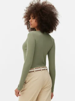 Mujer Primark Tops Y Camisetas|Body De Manga Larga Y Cuello Henley