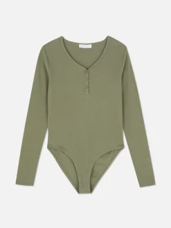 Mujer Primark Tops Y Camisetas|Body De Manga Larga Y Cuello Henley