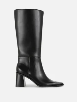 Mujer Primark Botas|Botas De Piel Sintética Hasta La Rodilla Con Tacón