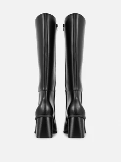 Mujer Primark Botas|Botas De Piel Sintética Hasta La Rodilla Con Tacón