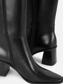 Mujer Primark Botas|Botas De Piel Sintética Hasta La Rodilla Con Tacón