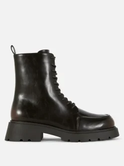 Mujer Primark Botas|Botines Ribeteados Con Cordones