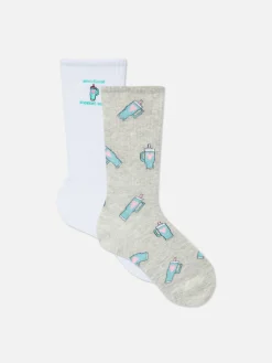 Mujer Primark Calcetines|Calcetines Altos Con Gráfico De Taza De Viaje