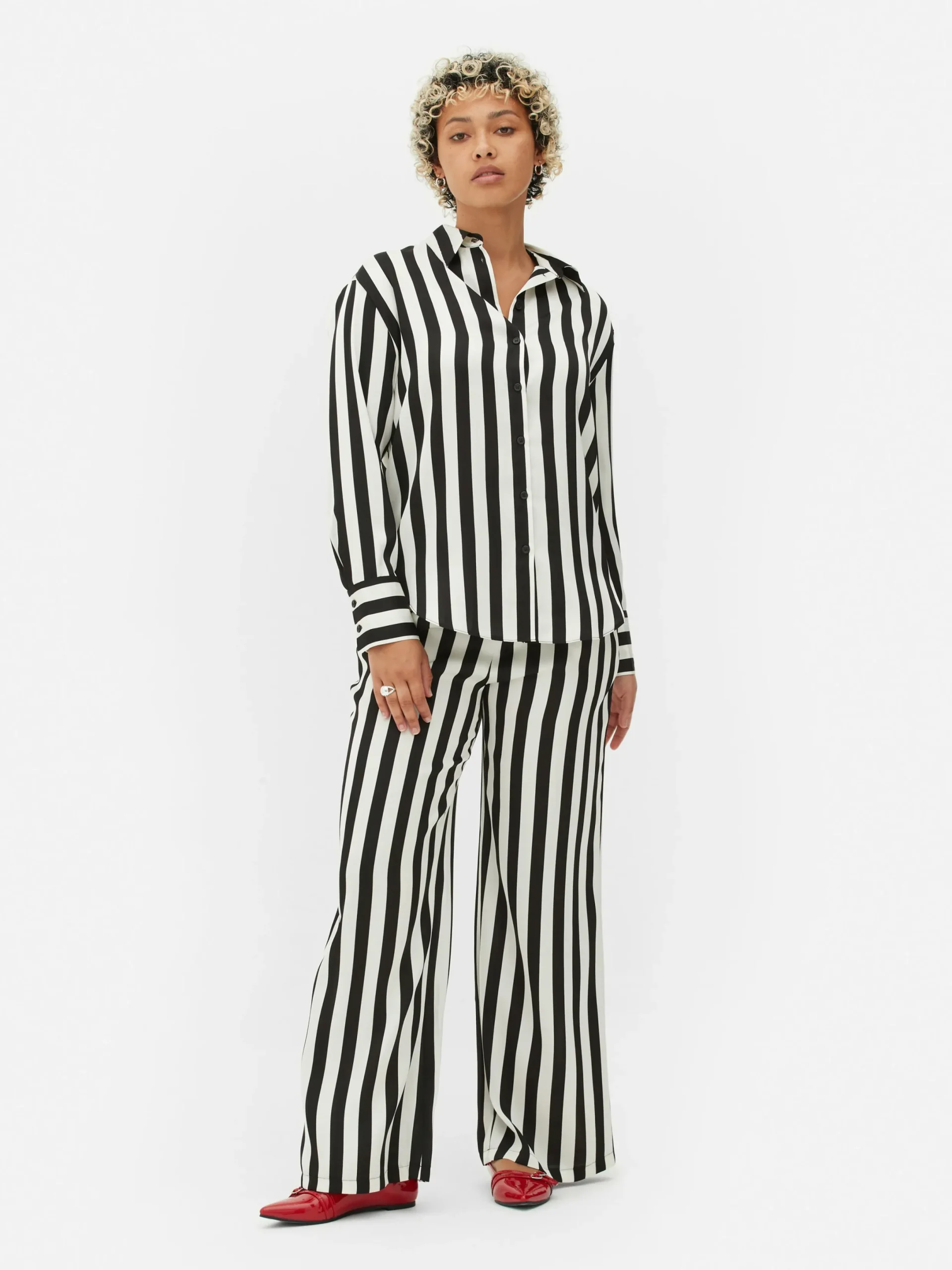 Mujer Primark Moda Gótica|Camisas Y Blusas|Camisa A Rayas Beetlejuice X Colleen Atwood