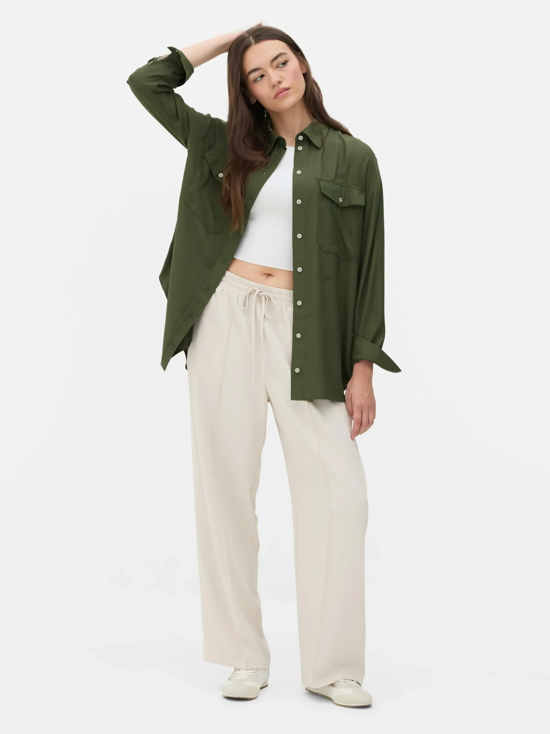 Mujer Primark Camisas Y Blusas|Camisa Con Cuello Abotonado Y Bolsillo En El Pecho