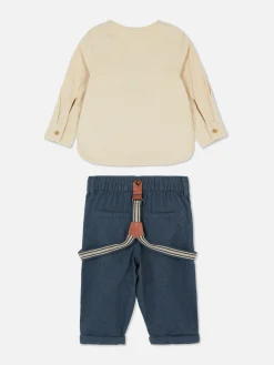 Primark Conjuntos Y Sets|Camisa De Botones Y Pantalones Con Tirantes