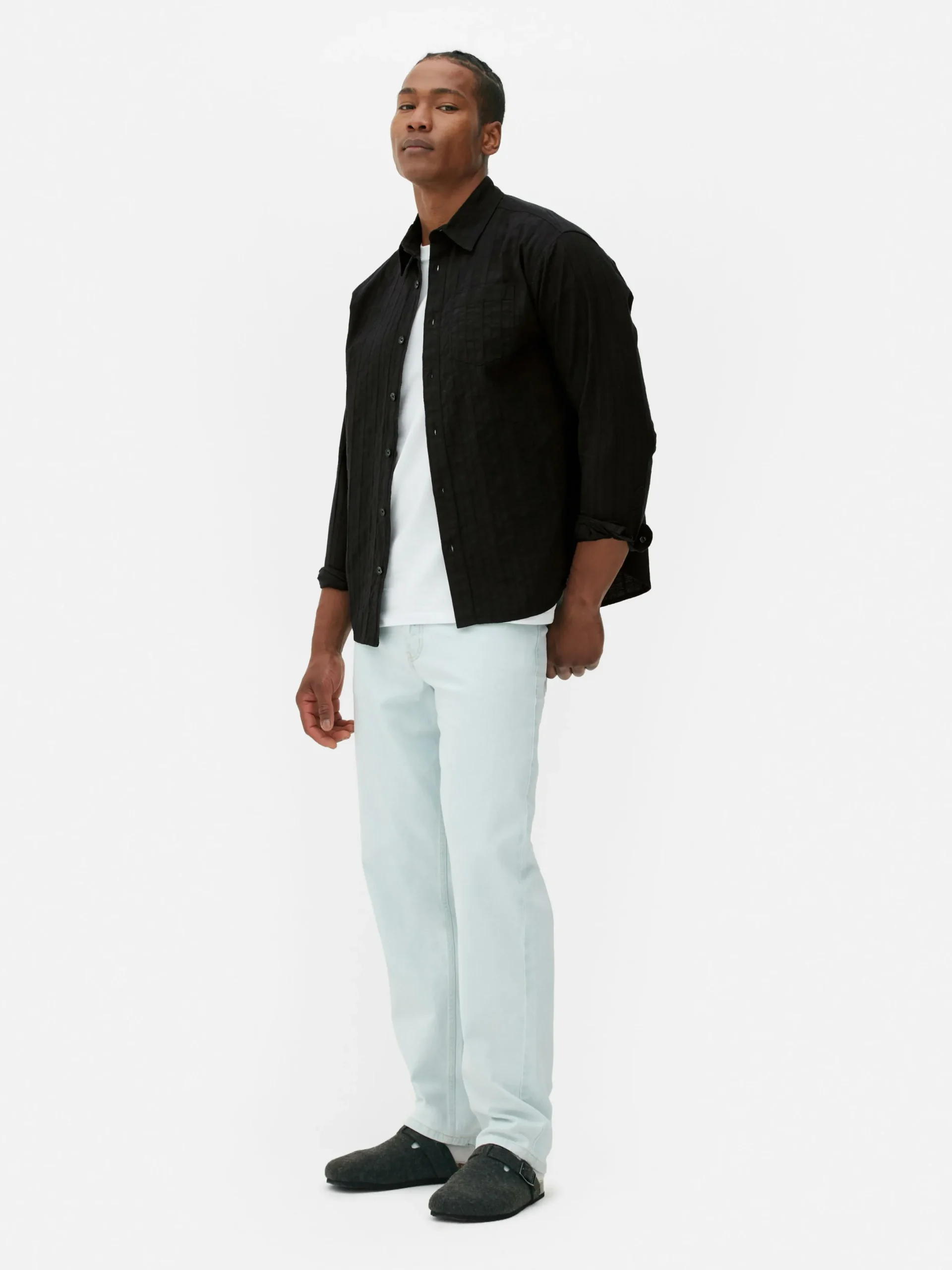 Hombre Primark Camisas|Camisa De Jacquard Con Manga Larga