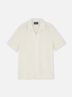 Hombre Primark Camisas|Camisa De Manga Corta De Ganchillo Con Botones