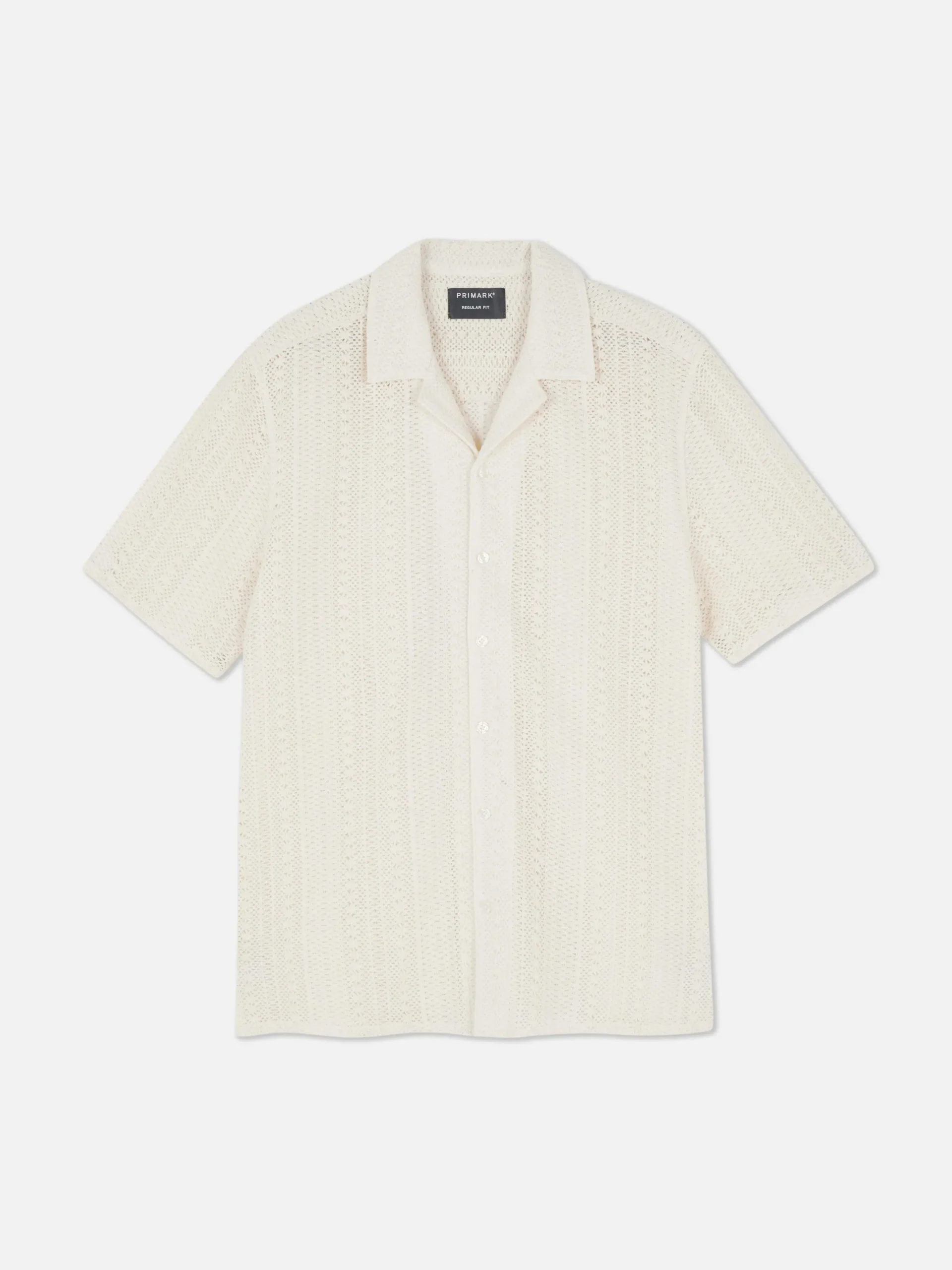 Hombre Primark Camisas|Camisa De Manga Corta De Ganchillo Con Botones