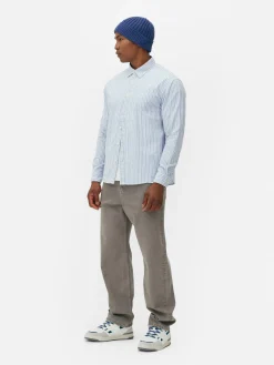 Hombre Primark Camisas|Camisa De Manga Larga De Jacquard A Rayas