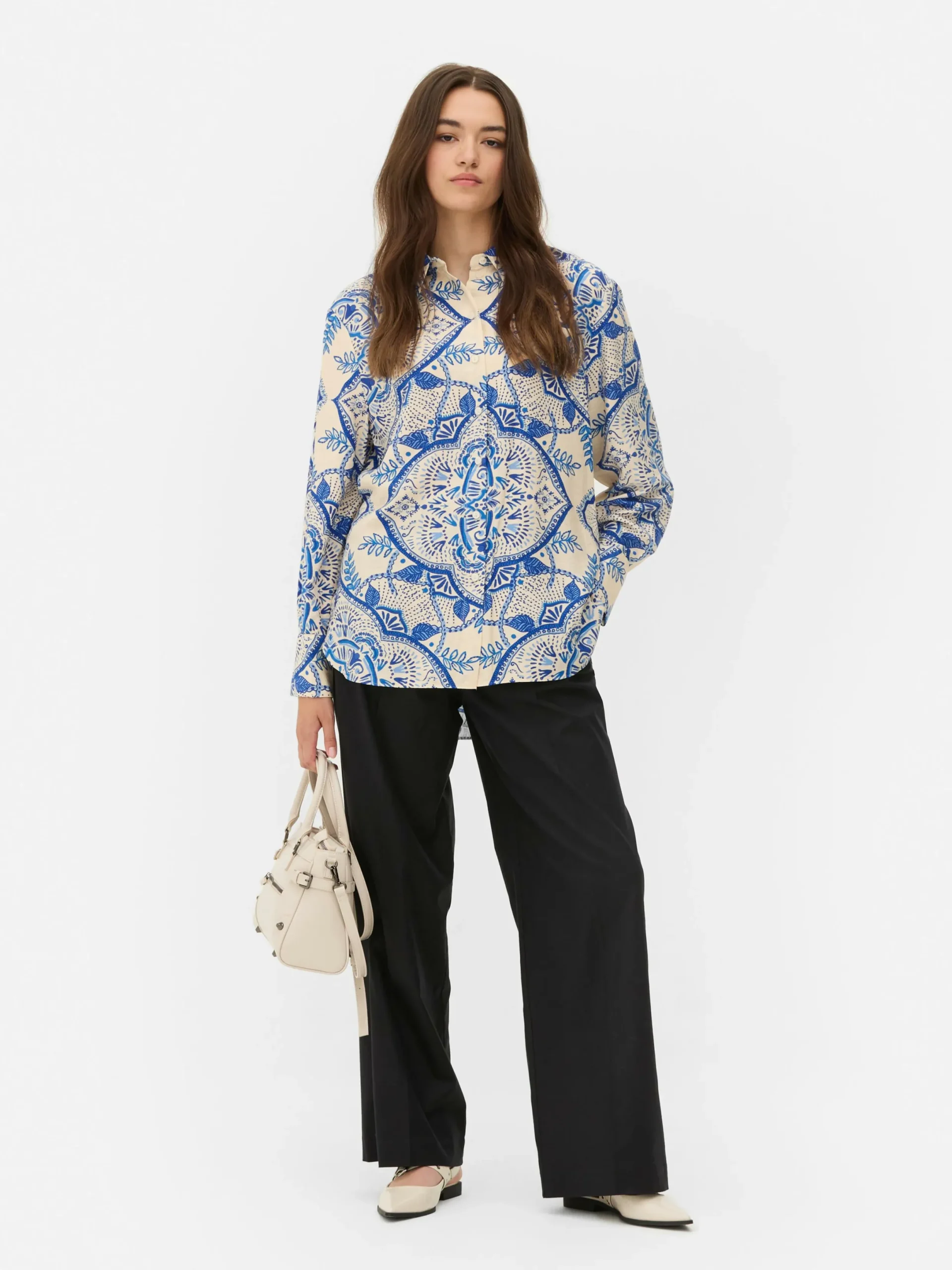 Mujer Primark Camisas Y Blusas|Camisa De Manga Larga Floral Abstracta