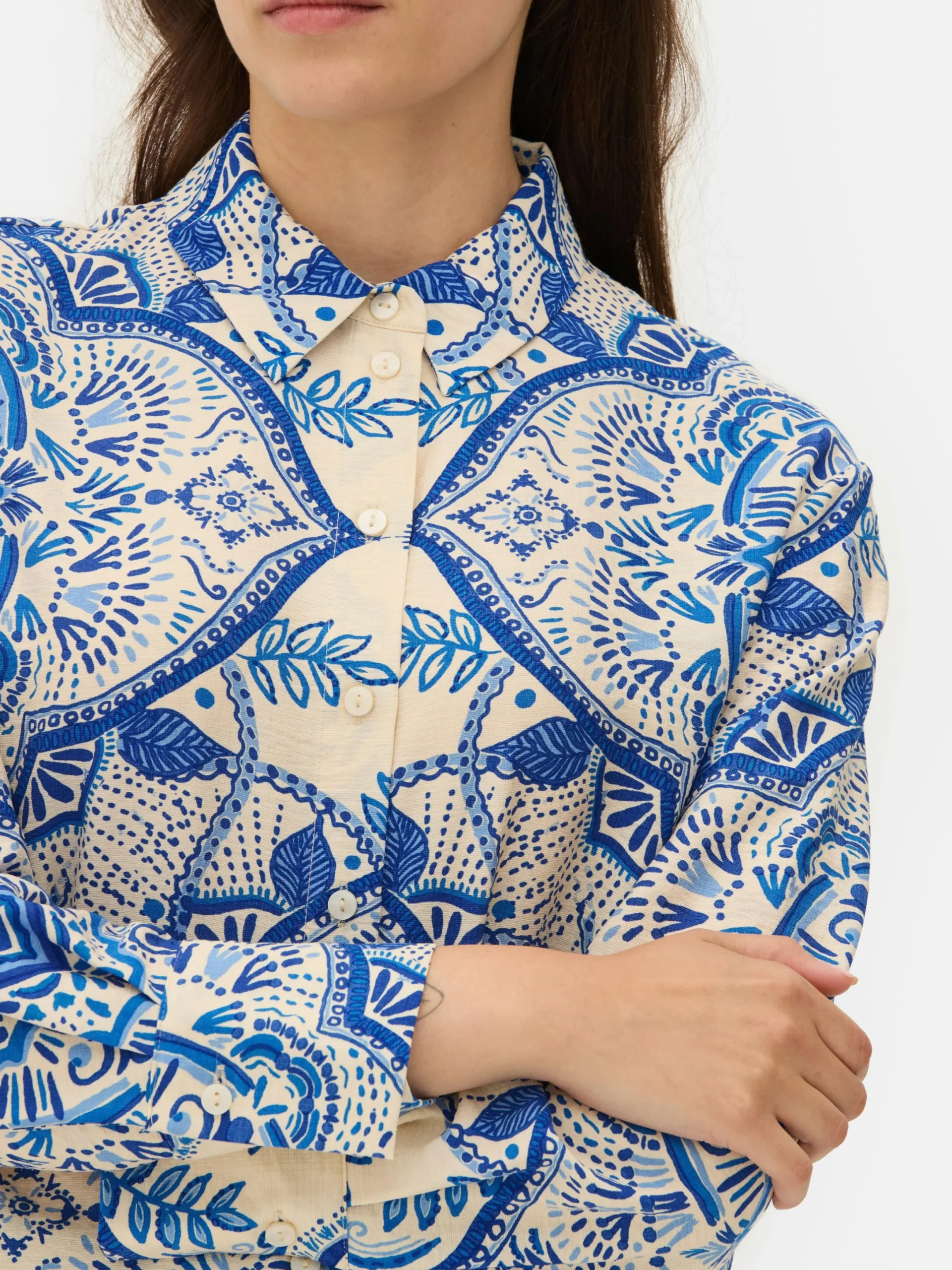 Mujer Primark Camisas Y Blusas|Camisa De Manga Larga Floral Abstracta