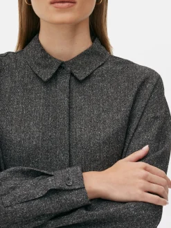 Mujer Primark Camisas Y Blusas|Camisa De Manga Larga Jaspeada De The Edit