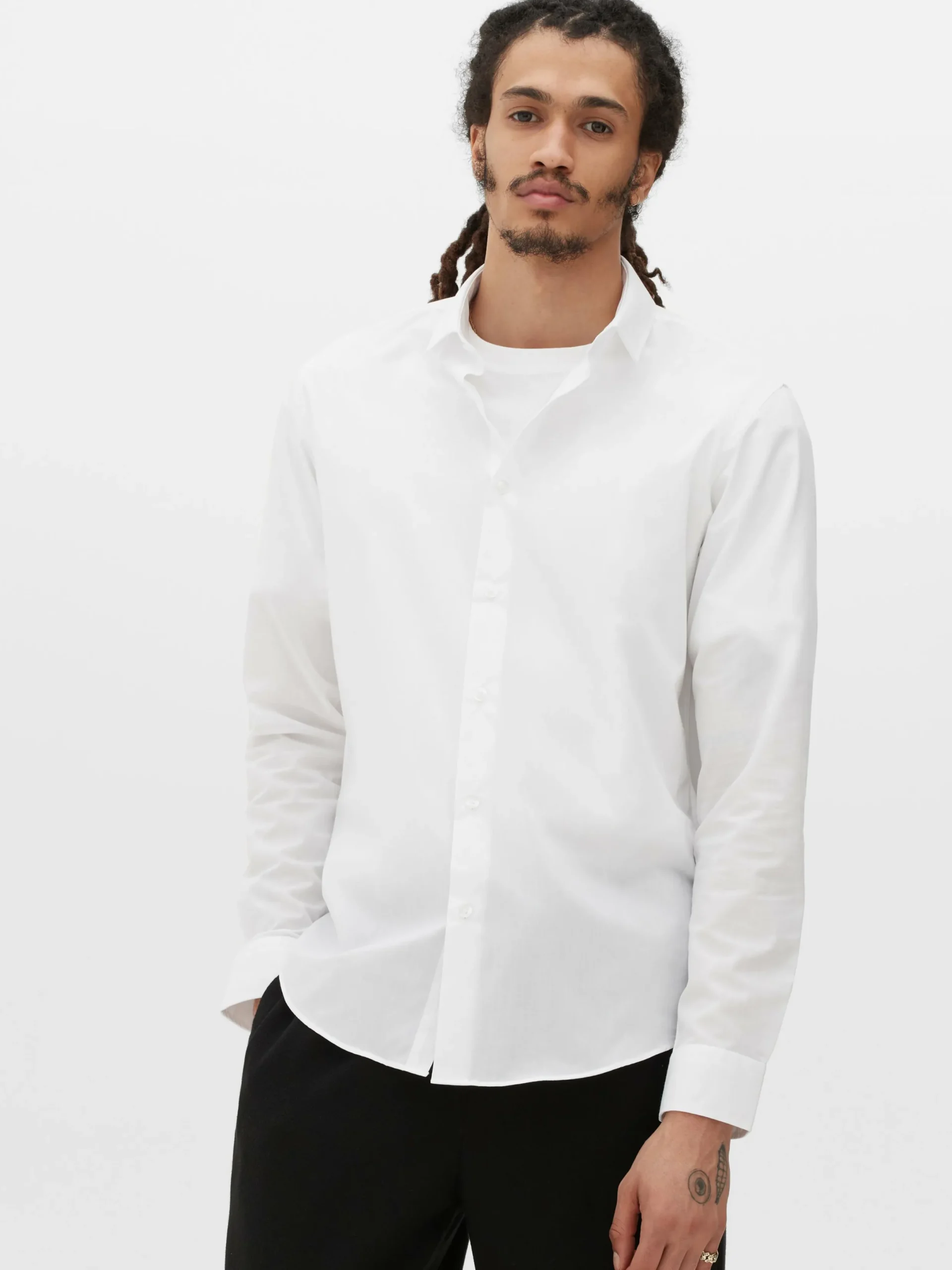 Hombre Primark Camisas|Camisa De Manga Larga Y Corte Recto