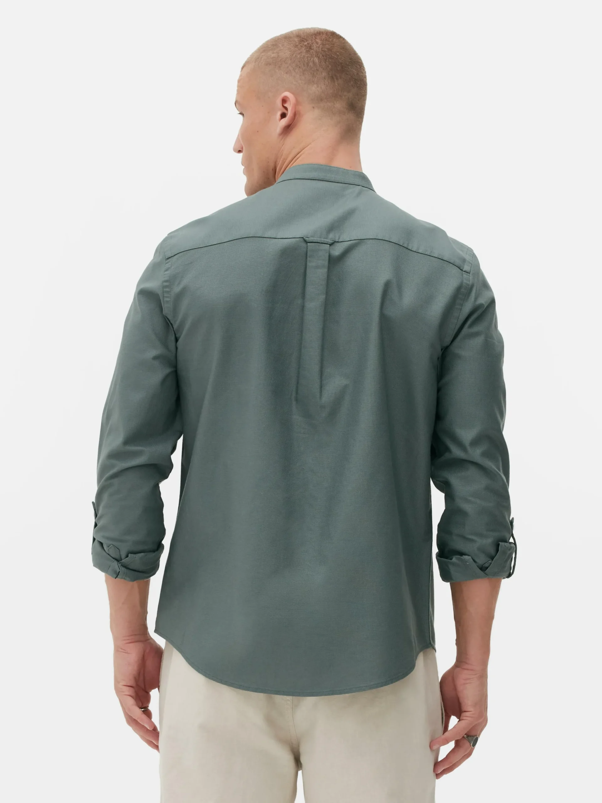 Hombre Primark Camisas|Camisa De Mangas Enrolladas Con Botones