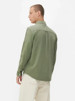 Hombre Primark Camisas|Camisa De Sarga De Algodón De Manga Larga