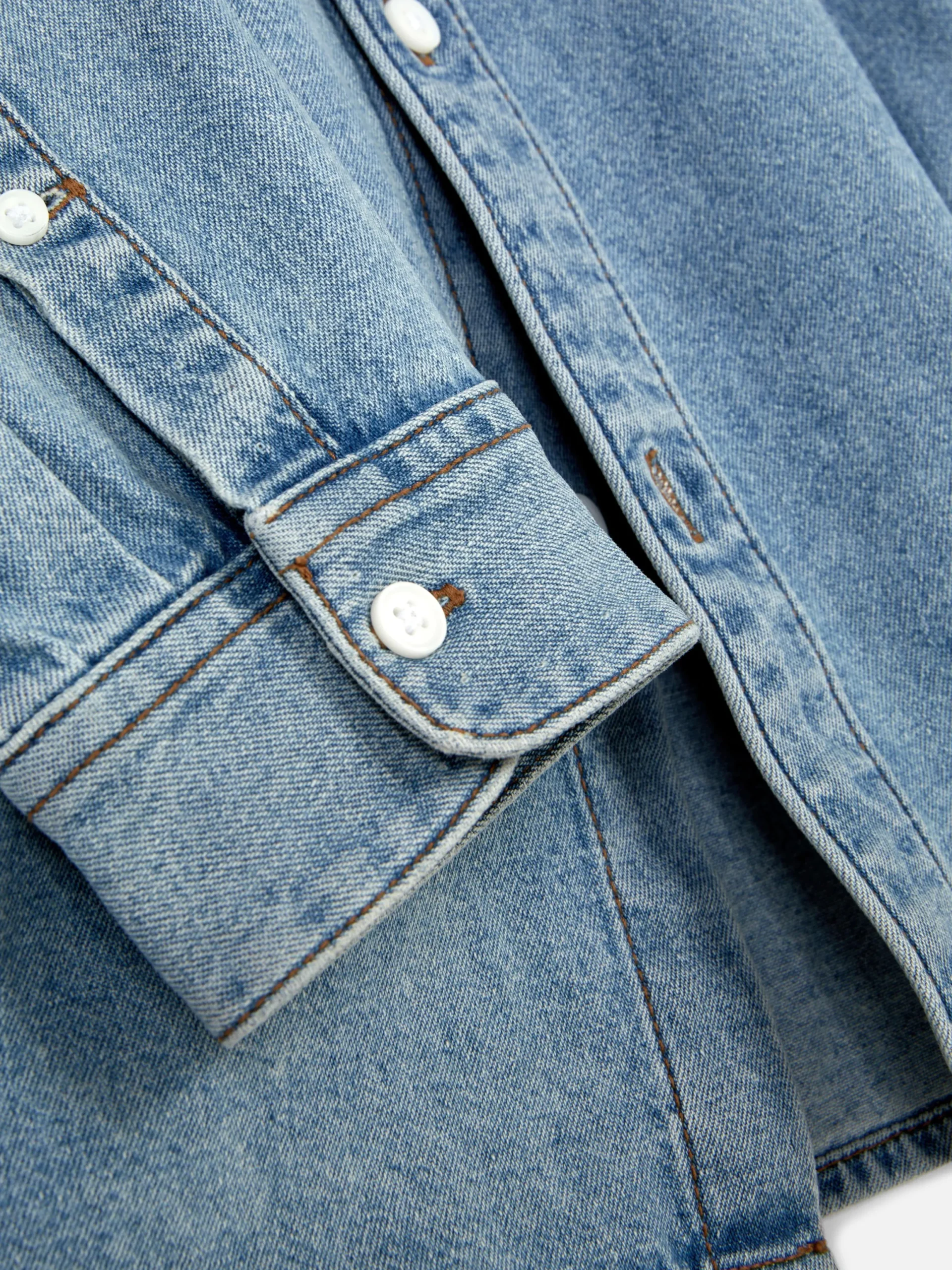 Hombre Primark Camisas|Camisa De Sarga De Algodón De Manga Larga