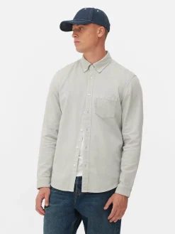 Hombre Primark Camisas|Camisa De Sarga De Algodón De Manga Larga