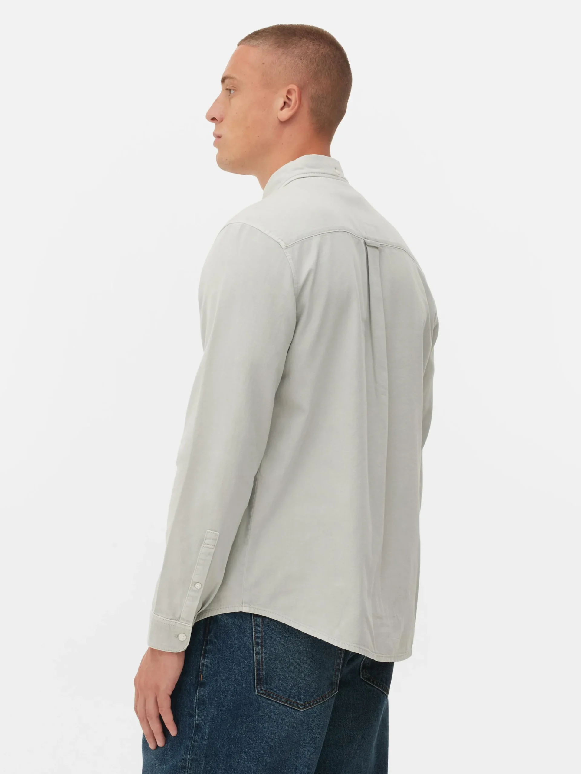 Hombre Primark Camisas|Camisa De Sarga De Algodón De Manga Larga