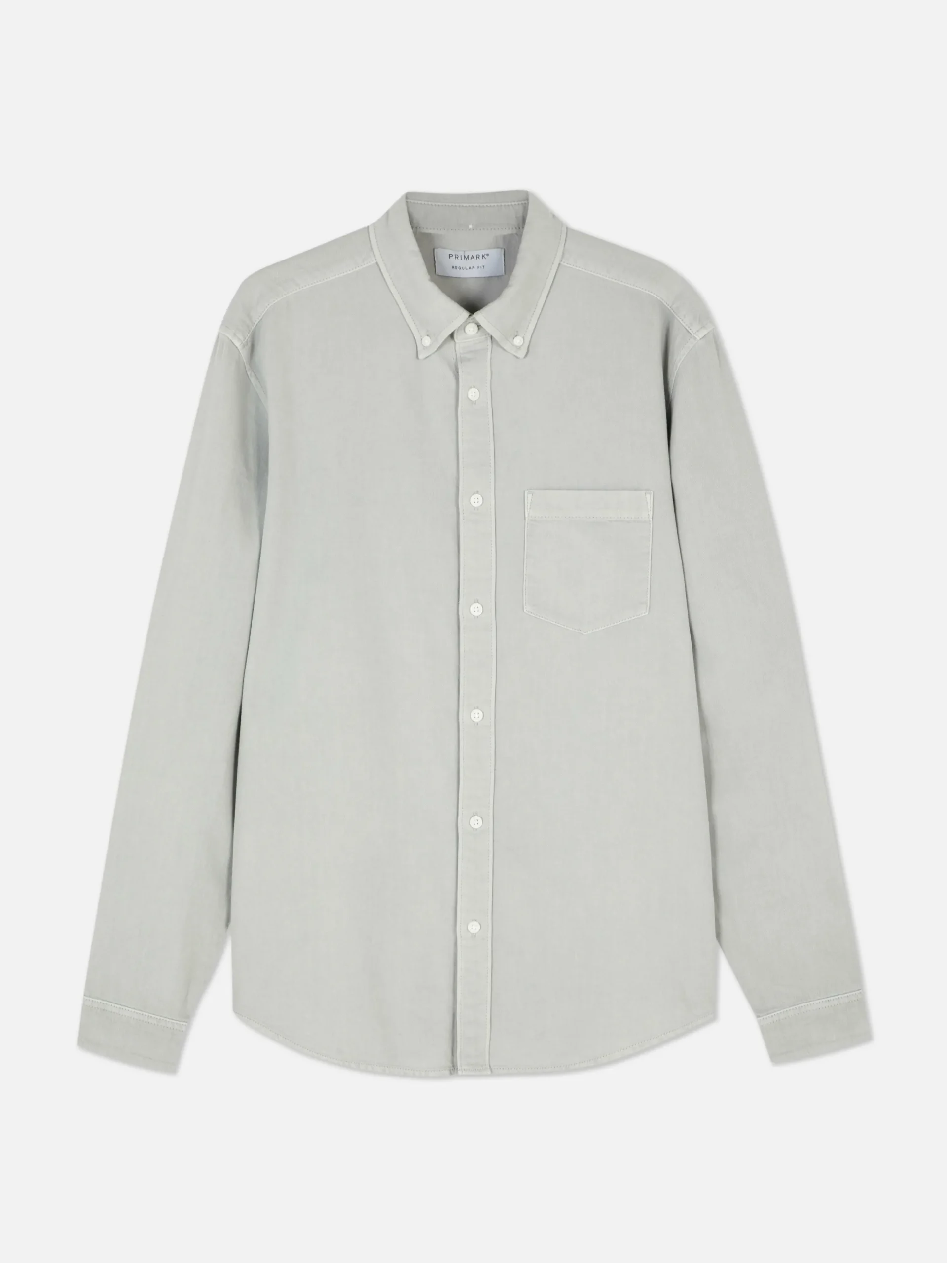 Hombre Primark Camisas|Camisa De Sarga De Algodón De Manga Larga