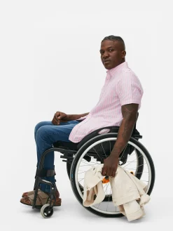 Hombre Primark Camisas|Camisa Oxford De Manga Corta A Rayas