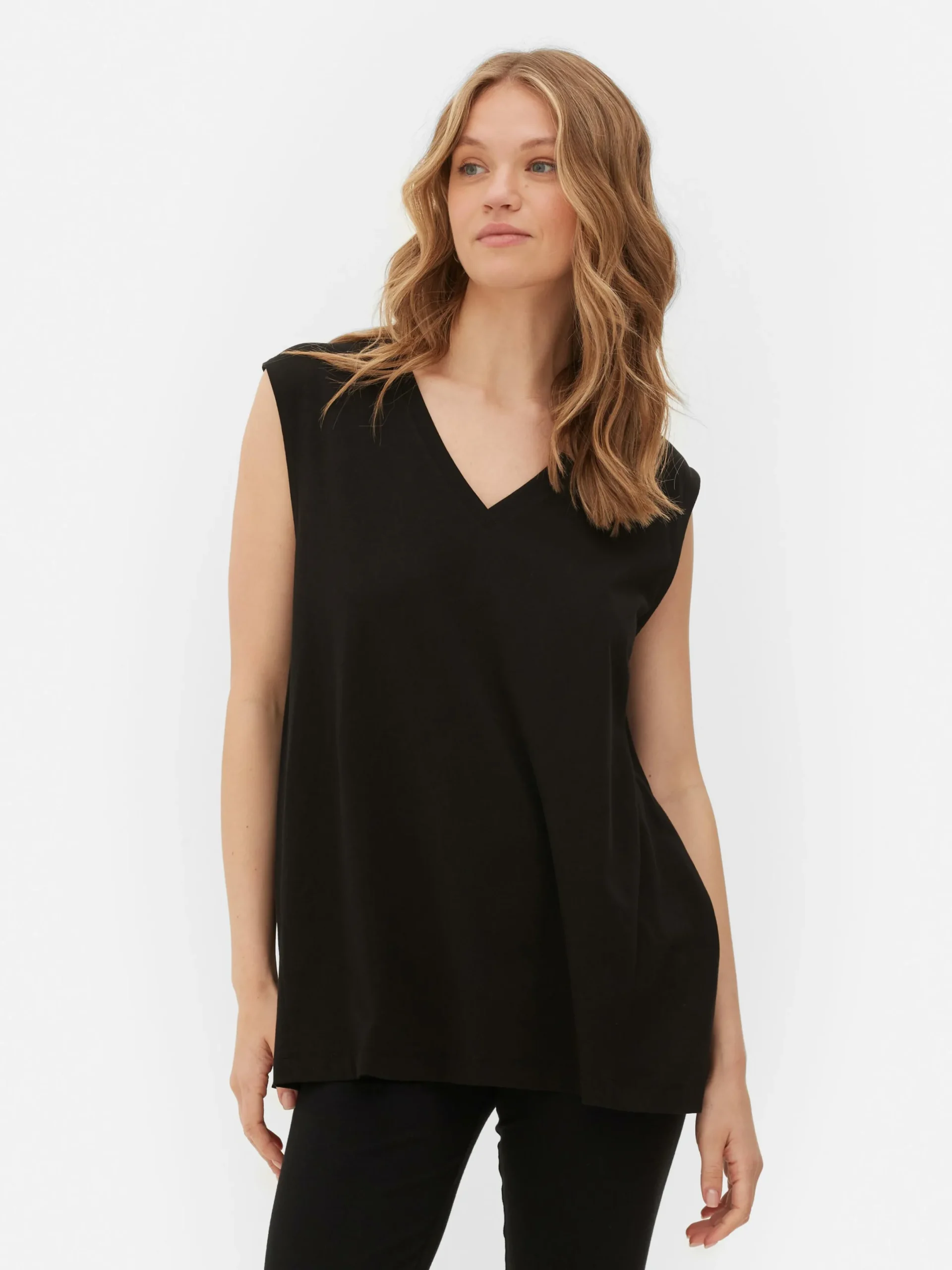 Mujer Primark Tops Y Camisetas|Camiseta Con Cuello De Pico Sin Mangas