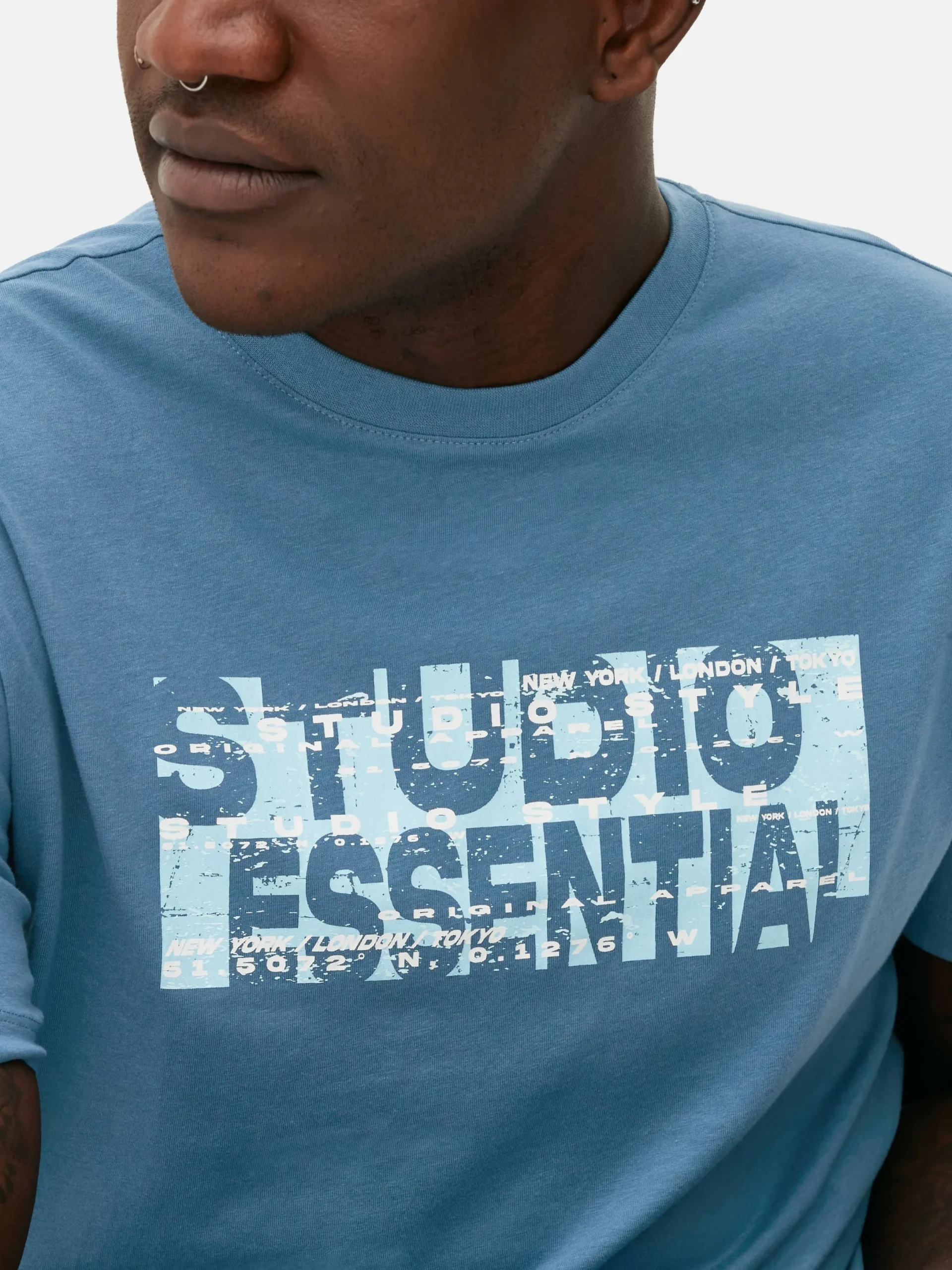 Hombre Primark Tops Y Camisetas|Camiseta Con Estampado Gráfico «Studio Essential»