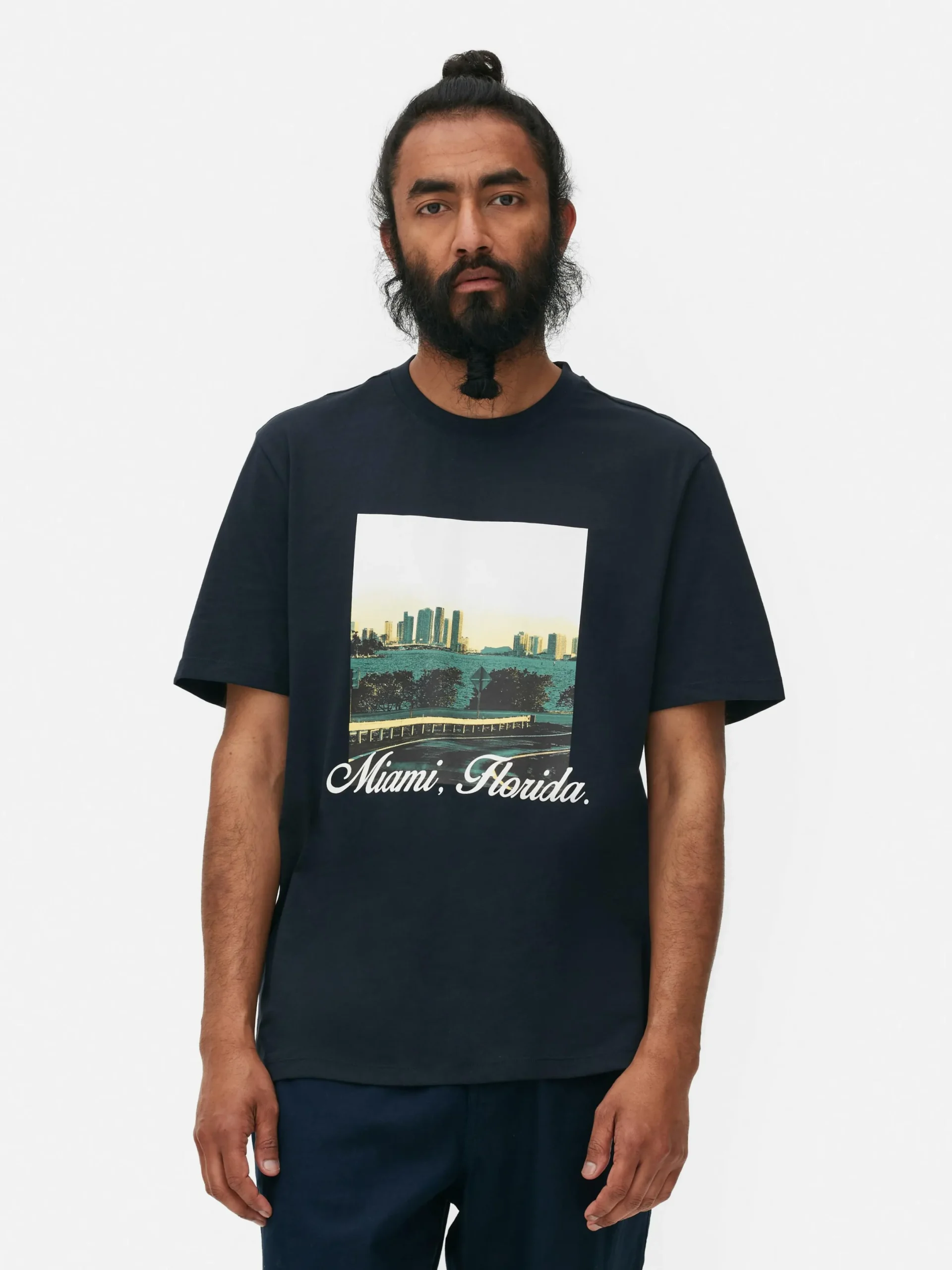 Hombre Primark Tops Y Camisetas|Camiseta Con Estampado Gráfico De «Miami, Florida»