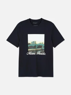 Hombre Primark Tops Y Camisetas|Camiseta Con Estampado Gráfico De «Miami, Florida»