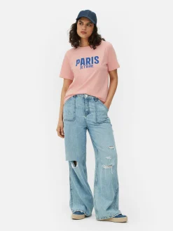 Mujer Primark Tops Y Camisetas|Camiseta Con Estampado Gráfico «Paris»