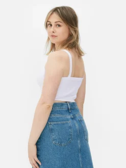 Mujer Primark Tops Y Camisetas|Camiseta Corta Acanalada Con Textura