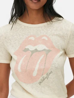 Mujer Primark Tops Y Camisetas|Camiseta Corta Con El Logotipo De Los Rolling Stones