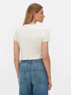 Mujer Primark Tops Y Camisetas|Camiseta Corta Con Estampado Gráfico De Claude Monet