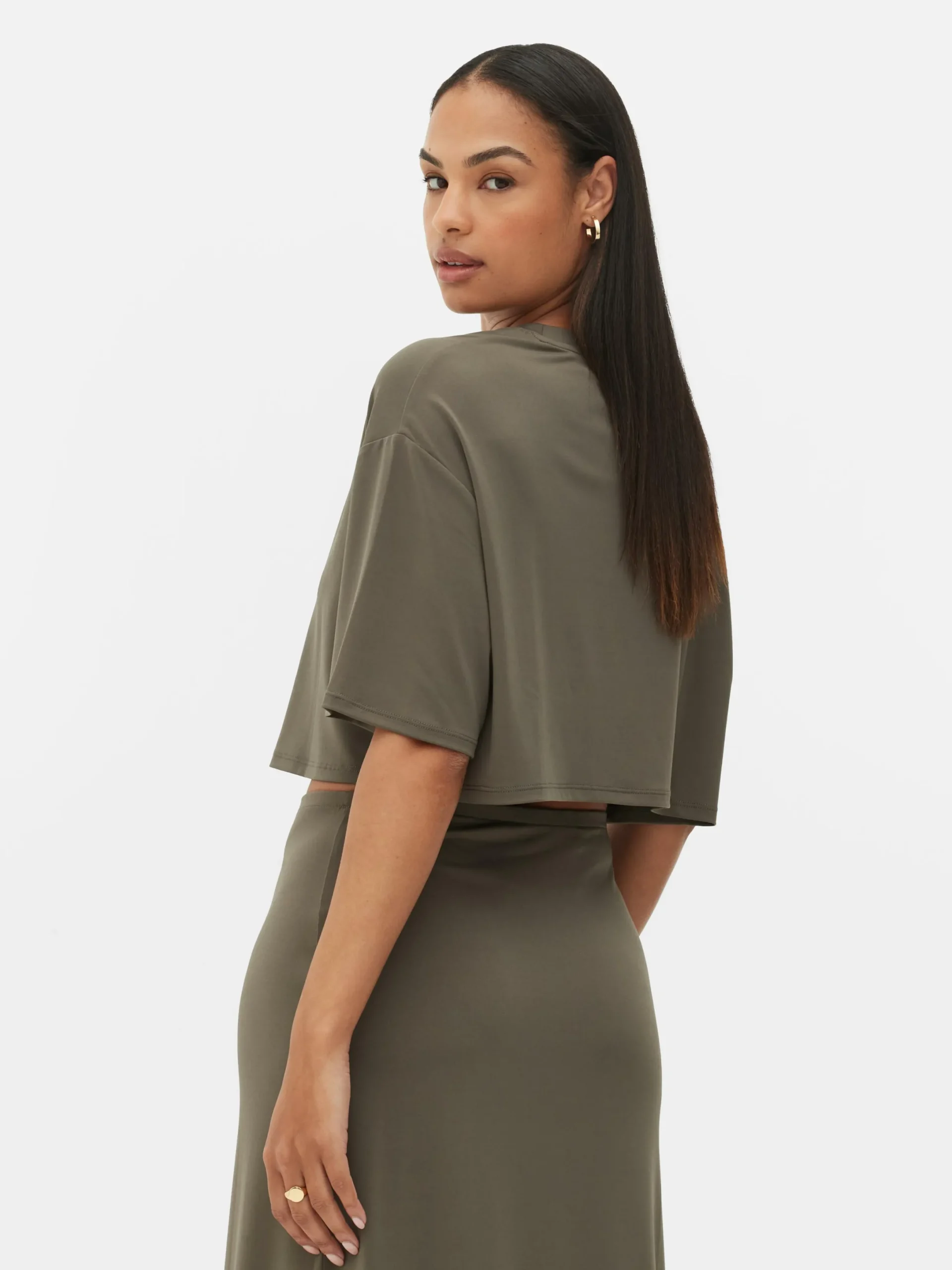 Mujer Primark Tops Y Camisetas|Camiseta Corta De Corte Cuadrado Combinable