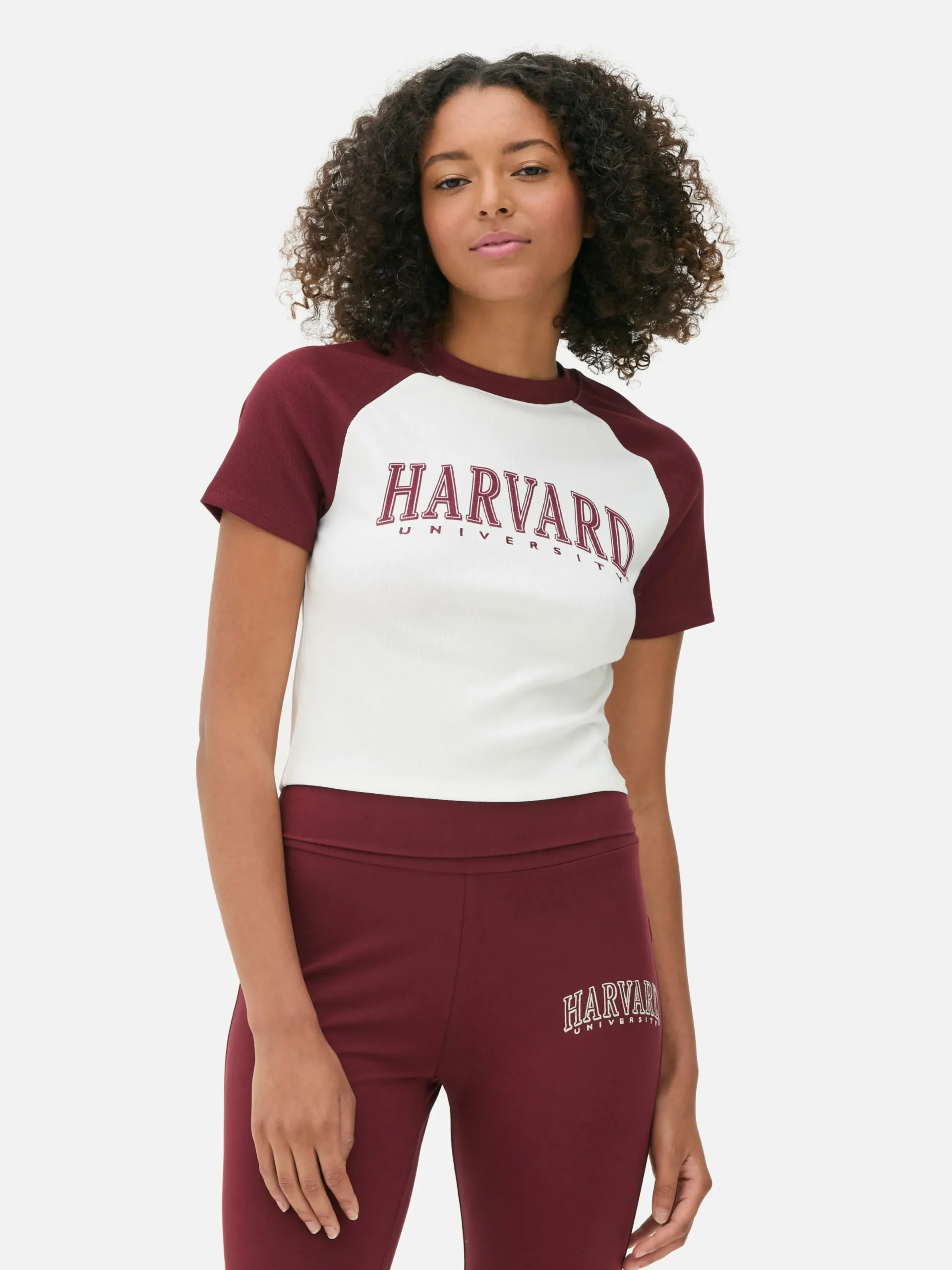 Mujer Primark Tops Y Camisetas|Camiseta Corta De Harvard Estilo Raglán