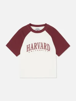 Mujer Primark Tops Y Camisetas|Camiseta Corta De Harvard Estilo Raglán