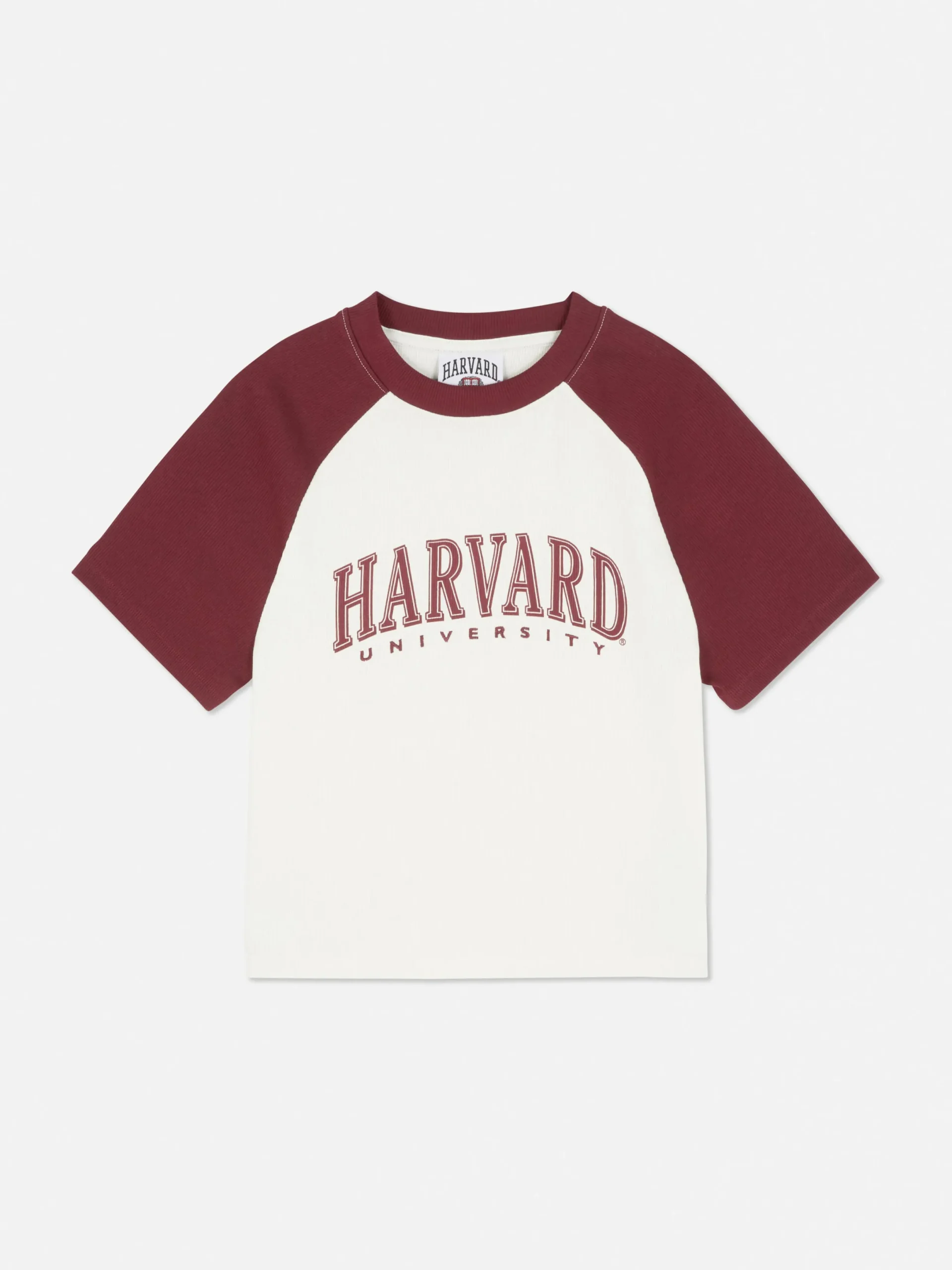 Mujer Primark Tops Y Camisetas|Camiseta Corta De Harvard Estilo Raglán