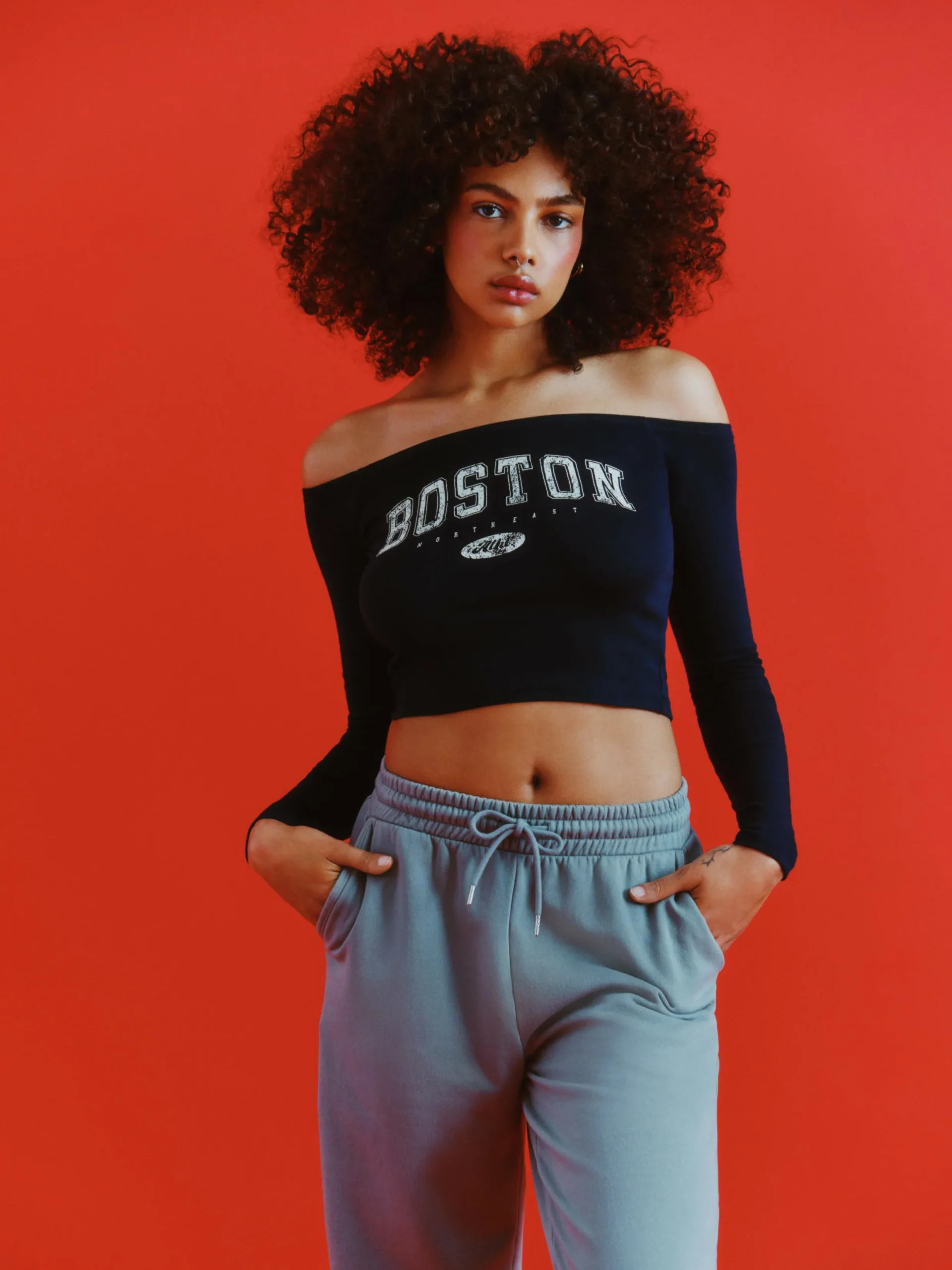 Mujer Primark Tops Y Camisetas|Camiseta Corta De Manga Larga Con Cuello Barco