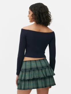 Mujer Primark Tops Y Camisetas|Camiseta Corta De Manga Larga Con Cuello Barco